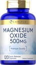 Carlyle Magnesium Oxide 500mg → 120 Capsules → Premium Quality → 非 GMO 和 Gluten 免费补编