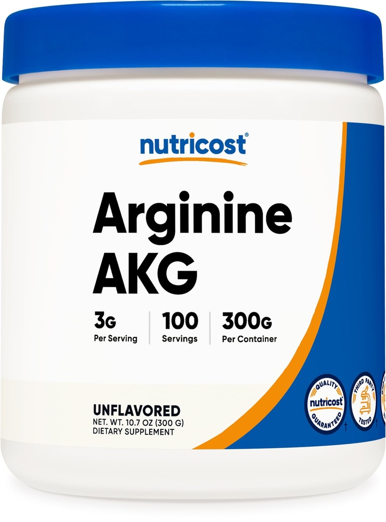 Arginine AKG 粉末 300克(AAKG) - 3G 个人服务 和 100个服务 - 纯Arginine Alpha Ketoglutarate