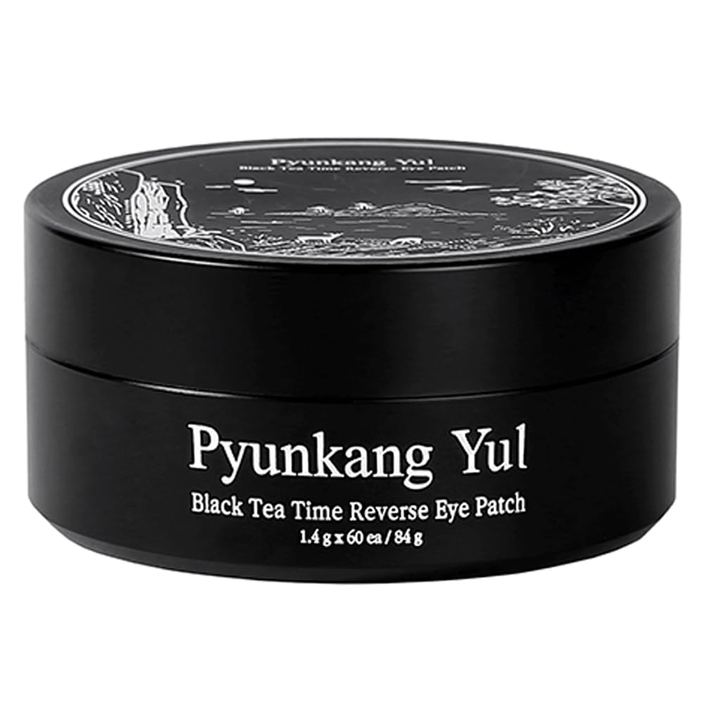 Pyunkang Yul PKY Black Tea Time 逆眼补丁用于抗衰老,深裸裸露与低分子折叠,暗圆与细线护理与韩国Kombucha,皮肤护理(30对)