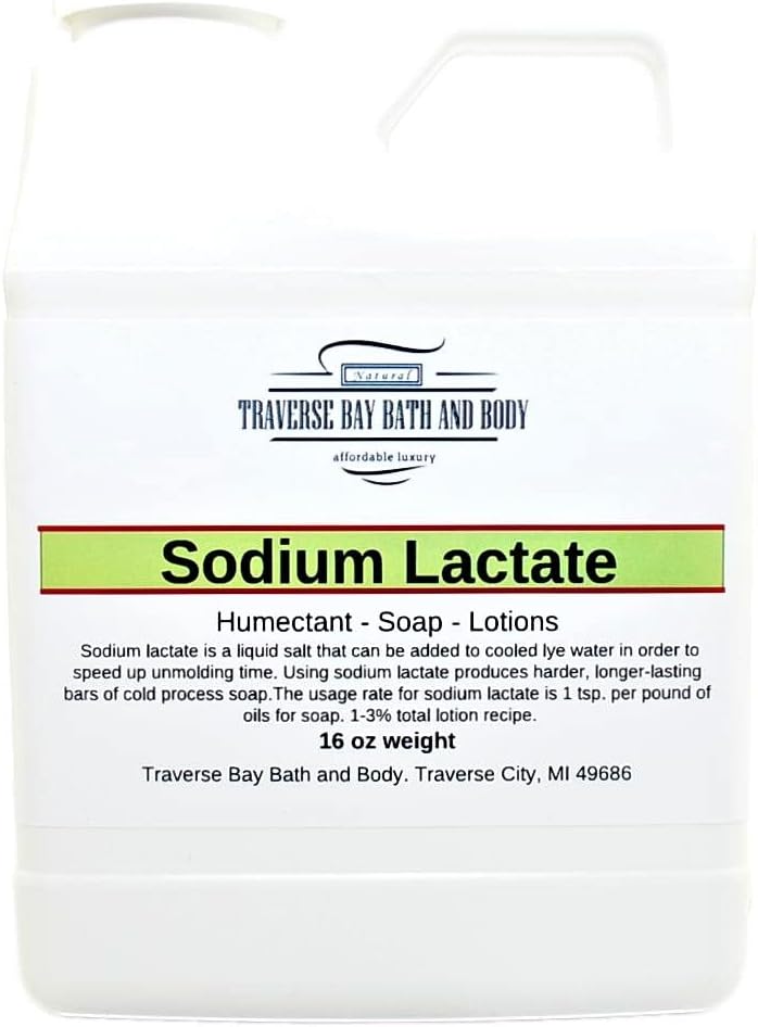 Traverse Bay Bath and Body Sodium Lacade, 16 oz, 安全密封容器. 美国生产的USP天然防腐剂浓度60%