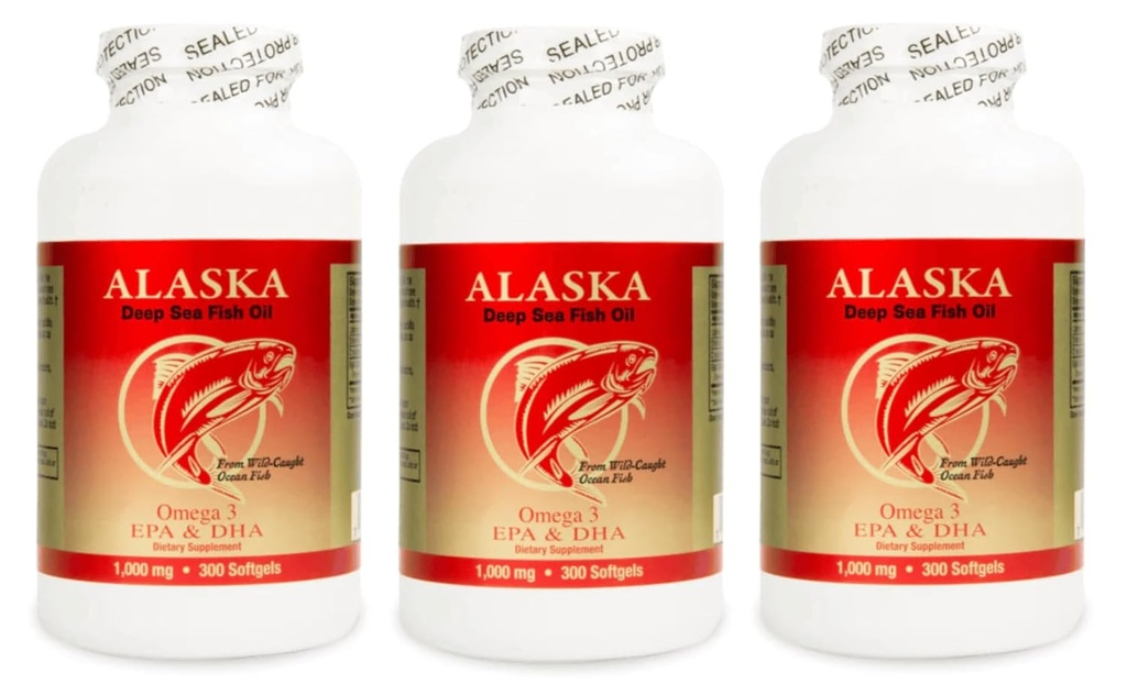 3 X 300阿拉斯加深海Omega-3鱼油=900 Caps, EPA/DHA, FRESH, 新品好产品!