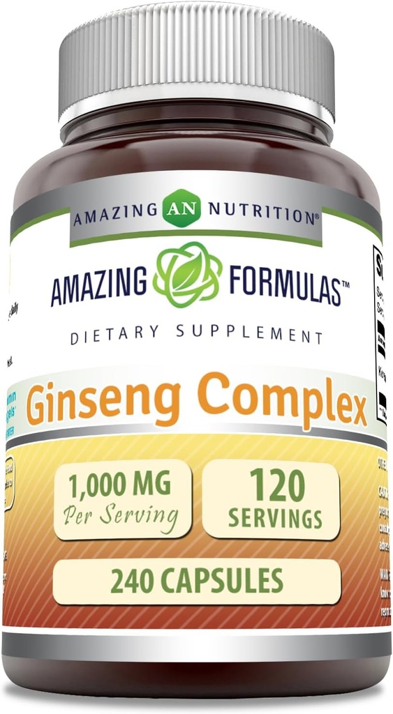 奇异公式 Ginseng 综合体 - 1000 Mg Per Service, Capsules(非GMO,Gluten Free) 支持健康免疫系统 - 支持能源生产 - 增强精神警惕性。 (240计)