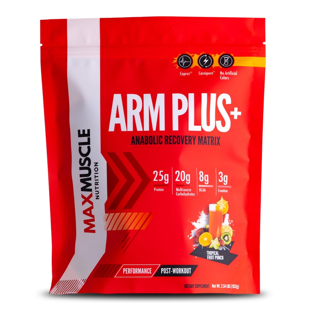 麦克斯肌肉臂部+麻醉物回收矩阵 25g蛋白,8g Bcaas,3g Creatine Monohydrate → Whey蛋白,氨基酸,抗氧化剂,Glutamine,电解质(热带冲锋,2.54磅)