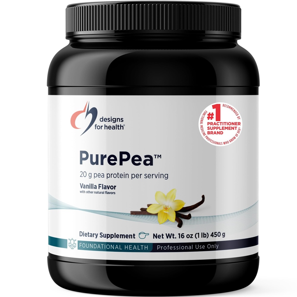 健康纯品-20g Vegan Pea蛋白,Non-GMO自然饮料混合粉末补充剂,香草(15种服务/450g)