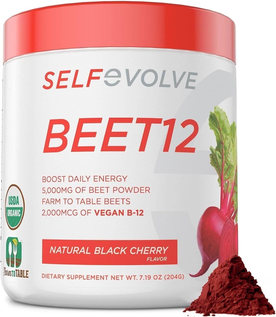 Beet Root Powder 有机5 000mg配有维生素B12(Methylcobalamin)和天然黑樱桃火焰中的追踪矿物,0g添加糖 – Vegan 饮食补充品(30种服务)