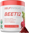 Beet Root Powder 有机5 000mg配有维生素B12(Methylcobalamin)和天然黑樱桃火焰中的追踪矿物,0g添加糖 – Vegan 饮食补充品(30种服务)