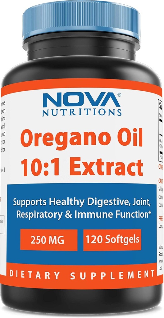 新营养素 Oregano Oil 250 mg 10:1 提取物 - 非GMO & Gluten Free - Oregano Pills油 - Immune支持 - 120 软胶