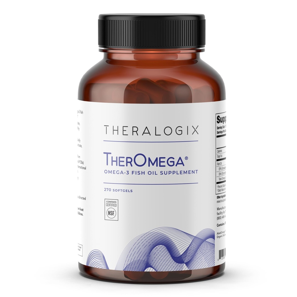 Theralogix TherOmega Omega-3 鱼油补充剂 - 支持心脏,脑,免疫和联合健康* - 700 mg DHA和来自野生阿拉斯加的EPA - 可持续来源 - NSF认证 - 270软胶