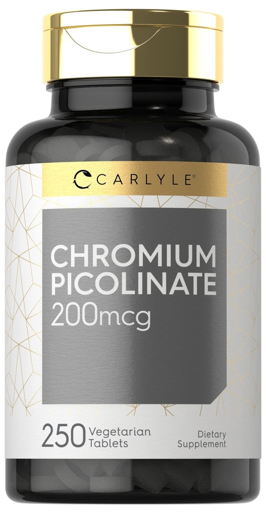 Carlyle Chromium Piclinate 200 mcg 250 植物药片 高吸收 | Non-GMO, Gluten 免费补充