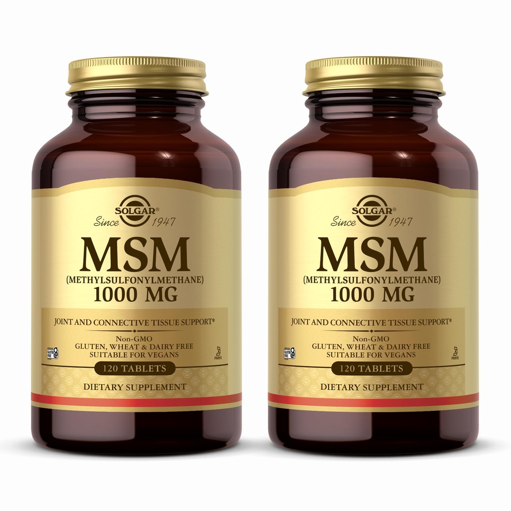 Solgar MSM 1000毫克 - 120毫克 平板电脑,包2 - 支持联合和连接组织 - 非GMO、Vegan、Gluten Free、奶制品自由、Kosher - 240总服务