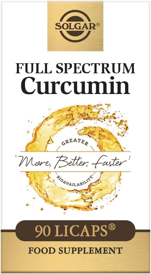 Solgar Full Spectrum Curcumin - 90 Licaps - 高级吸收 - 大脑,联合和免疫健康 - 非GMO, Vegan, Gluten Free, 奶制品免费 - 90 services