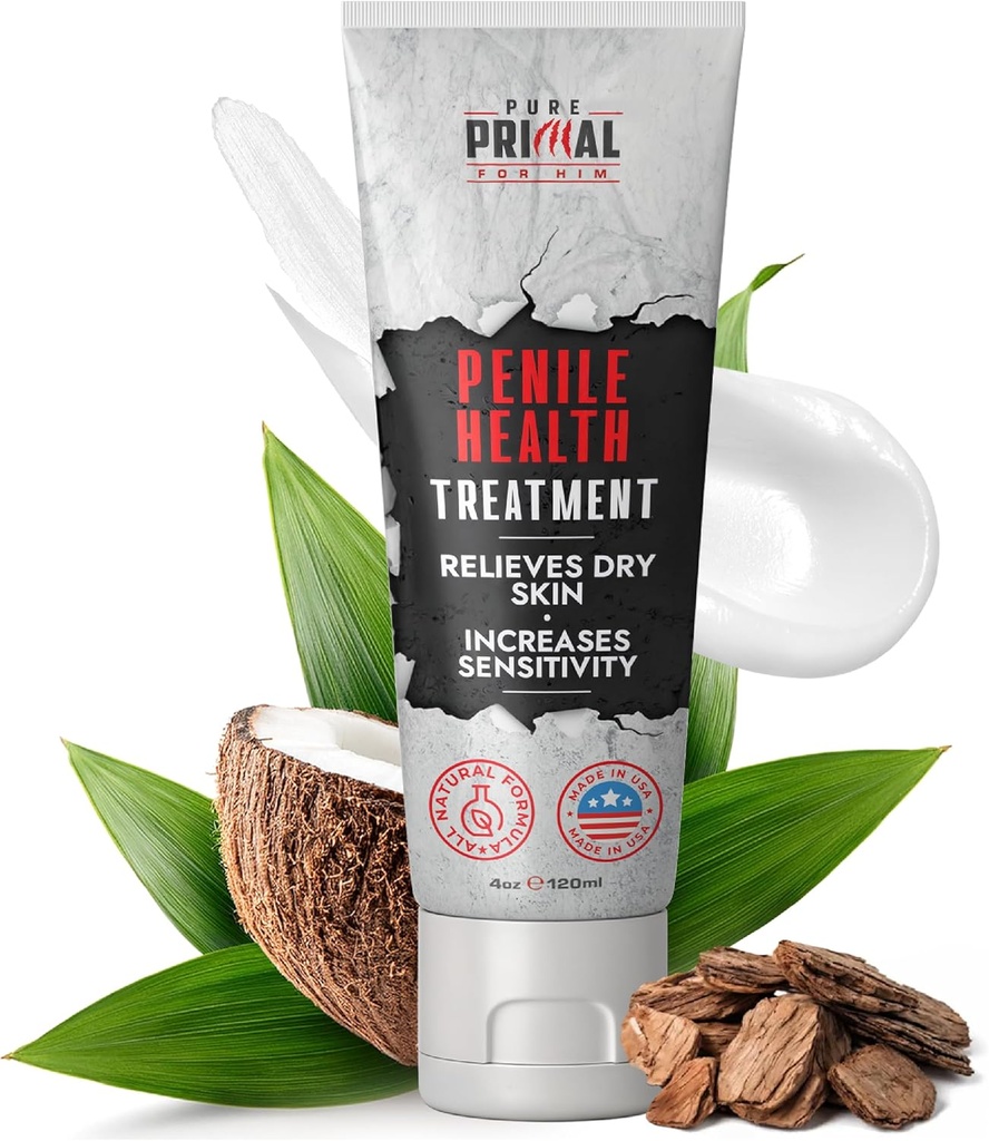 纯Primal Penile Cream for Men – Fast-Absorbing Penile Health Creme for Hydroption 皮肤支持和刺激救济 – Daily Moisturizer 治疗