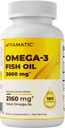 3 鱼油 3600mg 个人服务,2160mg Omega 3 脂肪酸,1296mg EPA + 864mg DHA,Burpless Lemon Flavor,180 软胶