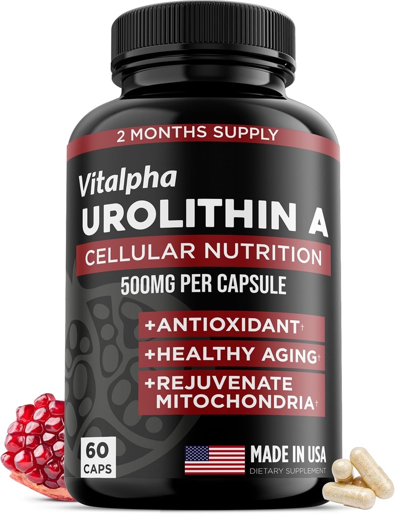 抗衰老 Uroltithin A 补充剂 - 纯和强抗氧化剂保护 Mitochondrial 补充剂 - 自然能源促进剂 - Mitochondrial 健康和细胞修复支持 男女- 60 Caps