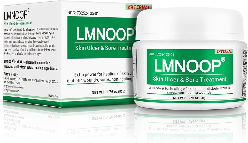 LMNOOP® 皮肤愈合膏,用于足部和腿部愈合膏,索尔斯,Varicose Ucers, Stasis Ucers, Bedsores, Cuts, Burns, 皮肤感染,天然成分 深伤愈合膏