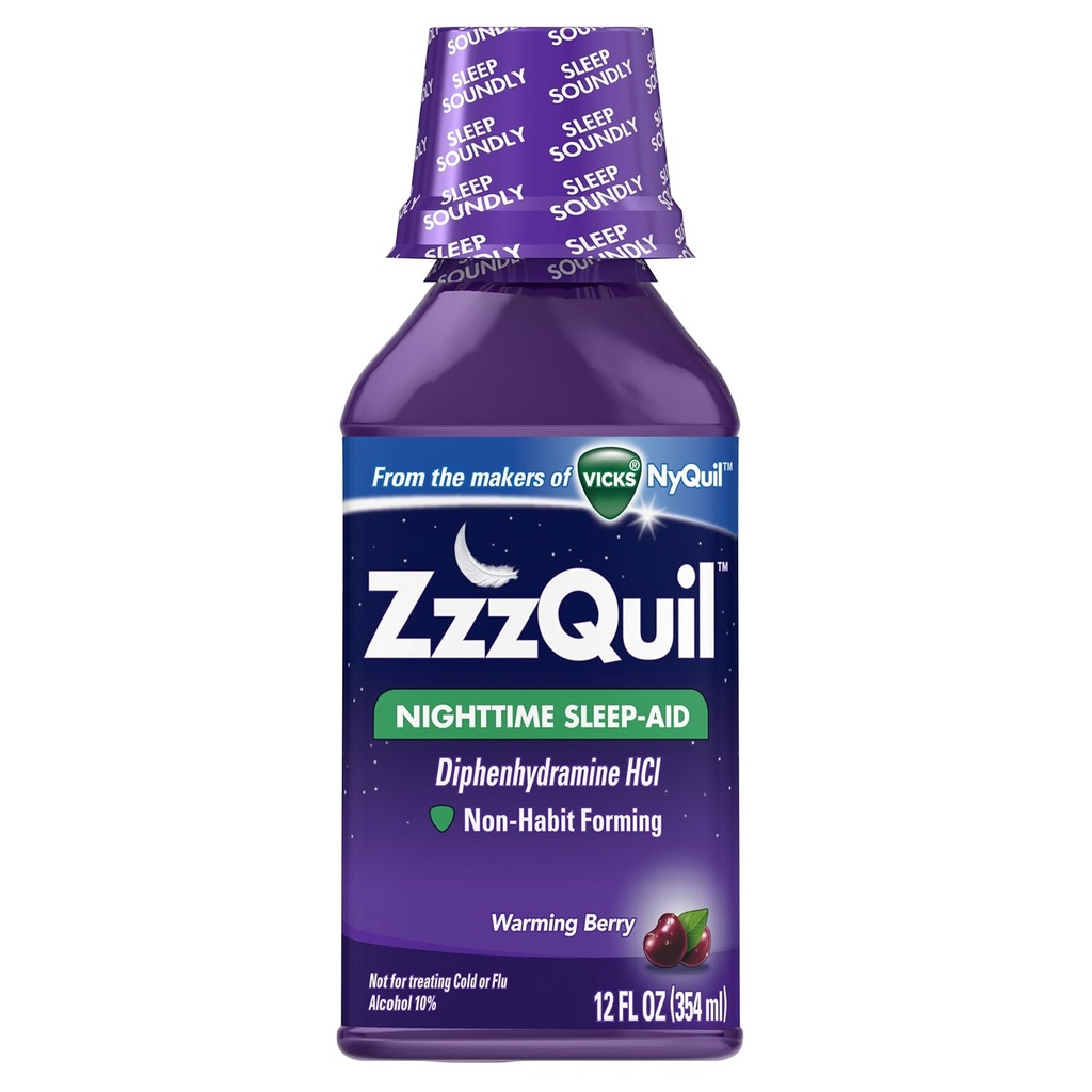 ZzzQuil 夜间睡眠援助液体 热Berry Flavor 12 Fl Oz
