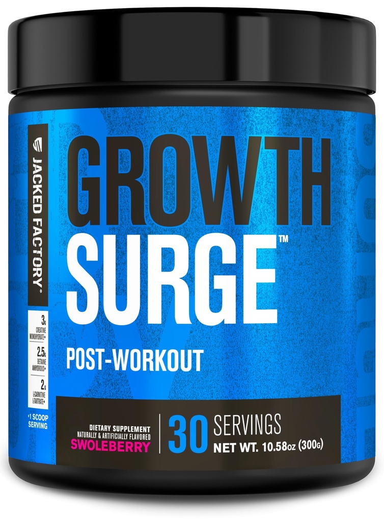 Jacked Fearing Growth Surge Creatine Post W/L-Carnitine - Daily Muscle Builder & Recovering 配有Creatine 单水合物,贝泰因,L-Carnitine L-Tartrate - 30 services, Swoleberry (英语).