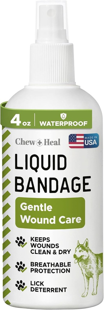 Pet Liquid Bandage for Dogs - 4 oz 与 Aloe 一起喷洒 - 伤者照顾Dogs 包括切、碎和 Stitches - 可呼吸和防水