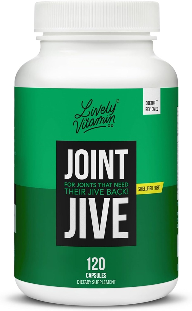 LIVELY VITAMIN CO. 联合Jive-Lubricate 联合(膝,昂克尔,内克,肩,背)-Collagen-Glucosamine-MSM-Quercetin-Chondroitin-Devils Claw-无壳鱼-Free Formule-120 计数.