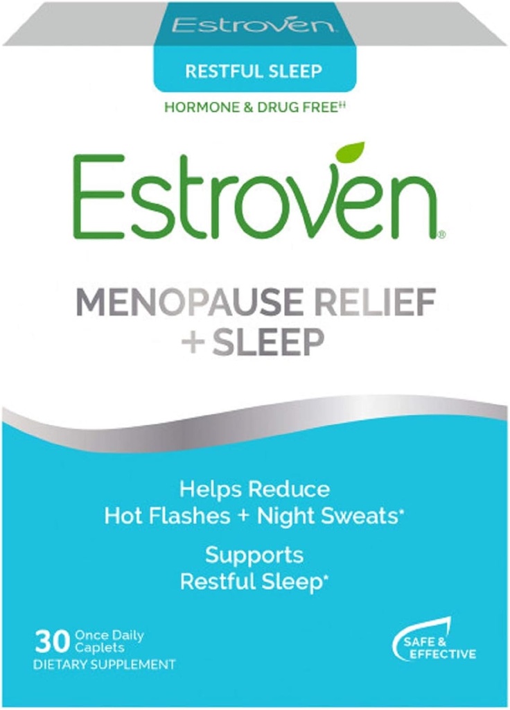 Estroven SLEEP COOL + CALM + CALM + 绝经救济饮食补充 + 雌激素自由** + 帮助减少热闪光和夜汗 * + 30个卡普莱特