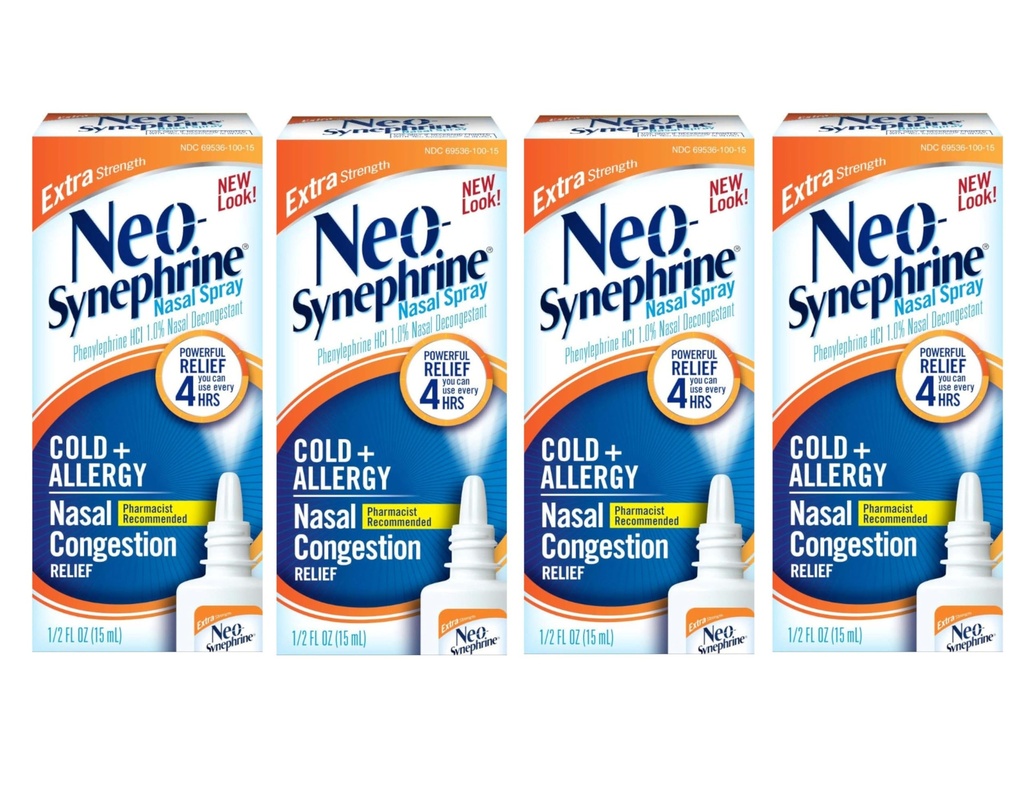 Neo-Synephrine Nasal Spray, 额外强度公式, 0.50 Ounces 每人(4瓦包)