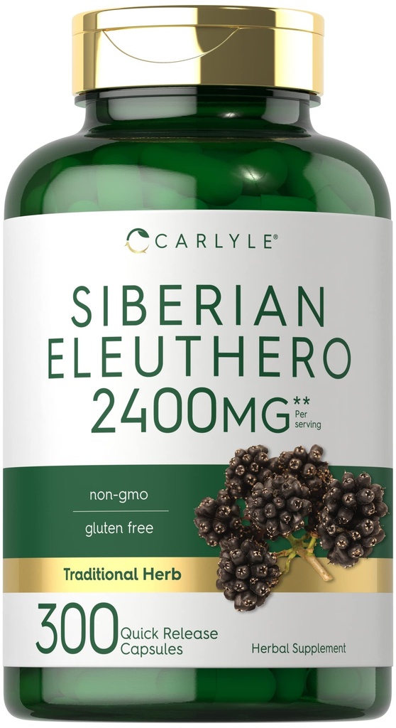 Carlyle Siberian Eleuthero – 2400mg – 300 Capsules – Non-GMO 和 Gluten 自由配方 – 西伯利亚 Ginseng – 传统草药补充剂