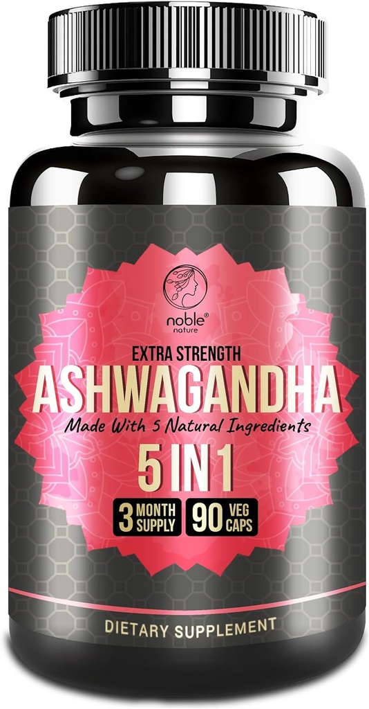 Ashwagandha 配有 Turmeric、Rhodiola Rosea、 Ginger Root 和 黑胡椒提取器 - 90 Veg Capsules