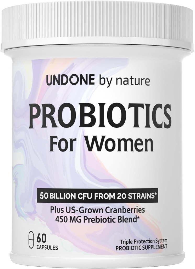 为妇女提供抗生素、50亿CFU妇女抗生素和预生素,加上美国-Grown Cranberry、GI支助、妇女健康、三联保护系统、延迟释放、60卡普尔