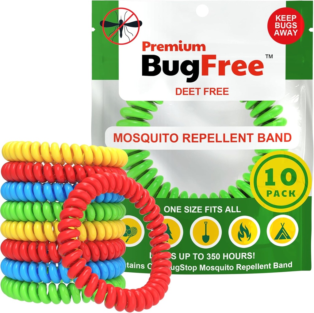 蚊子 Repellent Bracelets (10 pack) 蚊子 Repellent Bracelets for 成人与儿童 - Premium DEET自由乐队 - 10多彩乐队 - 个人包装