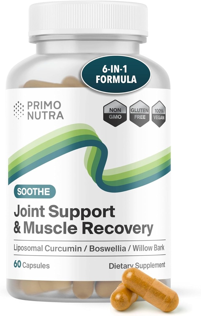 快速代理联合健康补编 - Liposomal Curcumin, Boswellia serrata, White Willow Bark, Turmeric Supplement with Black Pepper 6-in-1 联合支助补编(60 Capsules)