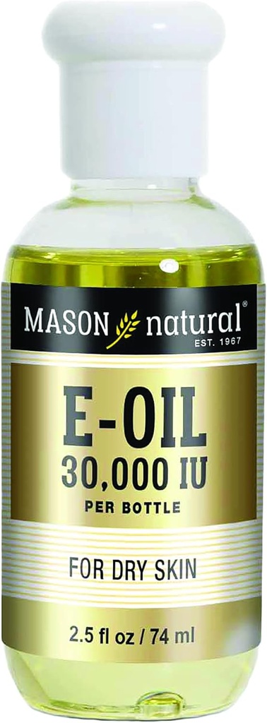MASON NATURAL 维生素E Oil, 3000 iu, 适合蔬菜种植者, 专题使用以帮助润滑剂、干皮肤或作为抗氧化剂和抗衰老福利的膳食补充, 2.5 Fl Oz