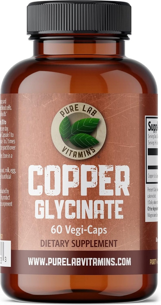 纯实验室维生素 青铜甘油矿物质补充剂 - 1 mg - 60 Vegan 胶原生产必需的胶原盖,支持免疫系统和红血细胞形成 - 加拿大的胶原自由制备