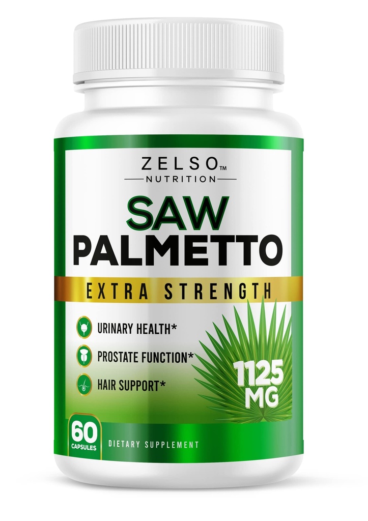 Saw Palmetto Prostate Supplement for Men, 3-in-1 津贴,外力DHT 阻断器用于长发,Beta 阻断器用于尿道健康, Potent Prostate 函数支持, 30日供应(60计)