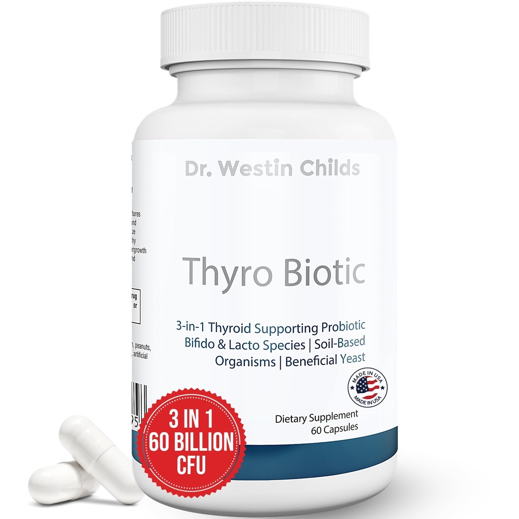 Westin Childs Thyro Biotic 博士 – 为妇女辩护—— 支持甲状腺素、消化卫生和荷尔蒙 → Saccharomyces boulardii, 凝血杆菌,乳房杆菌和双菲多 60亿 CMU → 30个服务