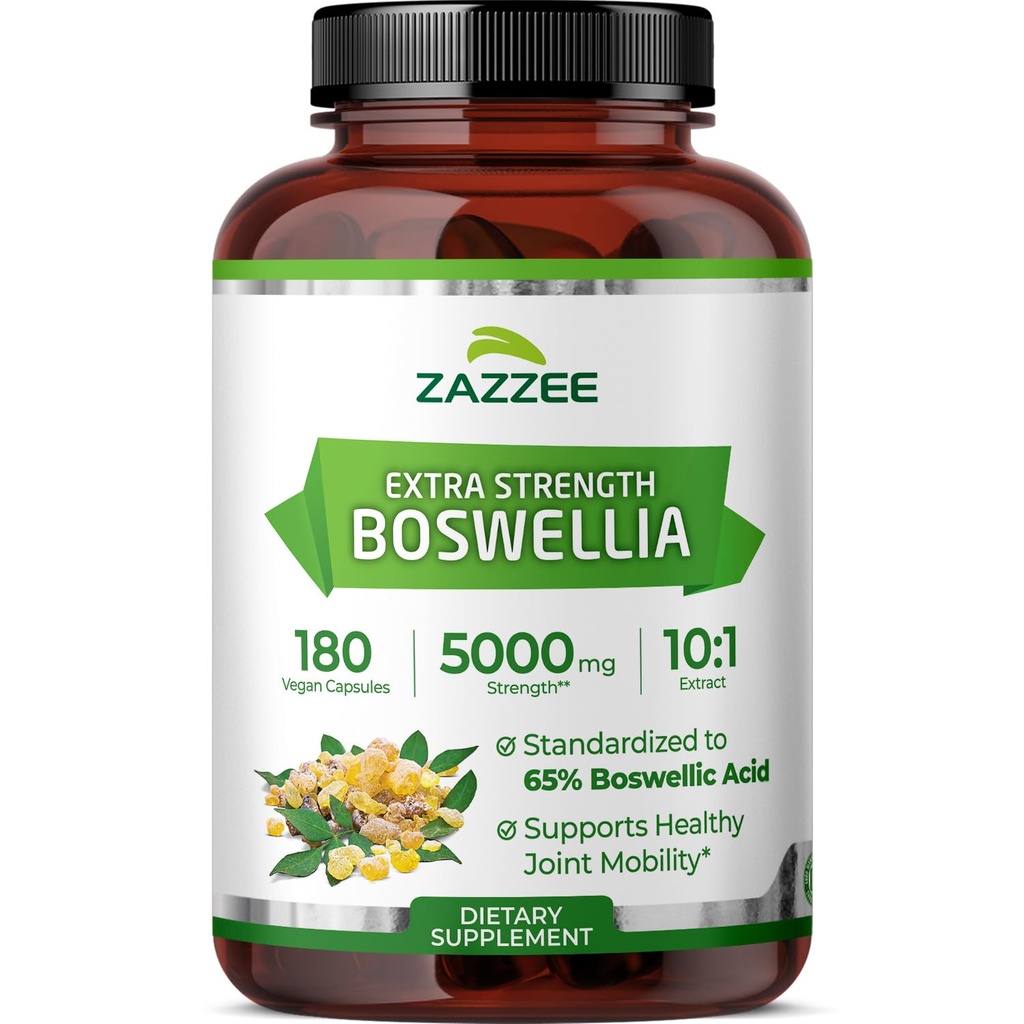 Zazzee Extra Force Force Boswellia 10:1 提取,65% Boswellic Acid,180 Vegan Capsules,6个月供应,Boswellia Serrata, 联合舒适,流动和灵活性支持,非GMO,美国制造