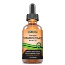 Vegan维生素D3 + K2(MK-7) 液滴与MCT Oil,Peppermint Flavor, 帮助支持强骨和健康心脏