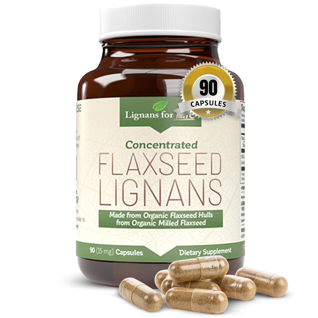 利格纳斯终身法拉士种子 Lignans for Life Flaxseed Lignans for Dogs & People - 荷尔蒙支持的有机法拉士种子补编,15mg 90 Capsules, Flax种子 for Dogs & Women, 高纤维
