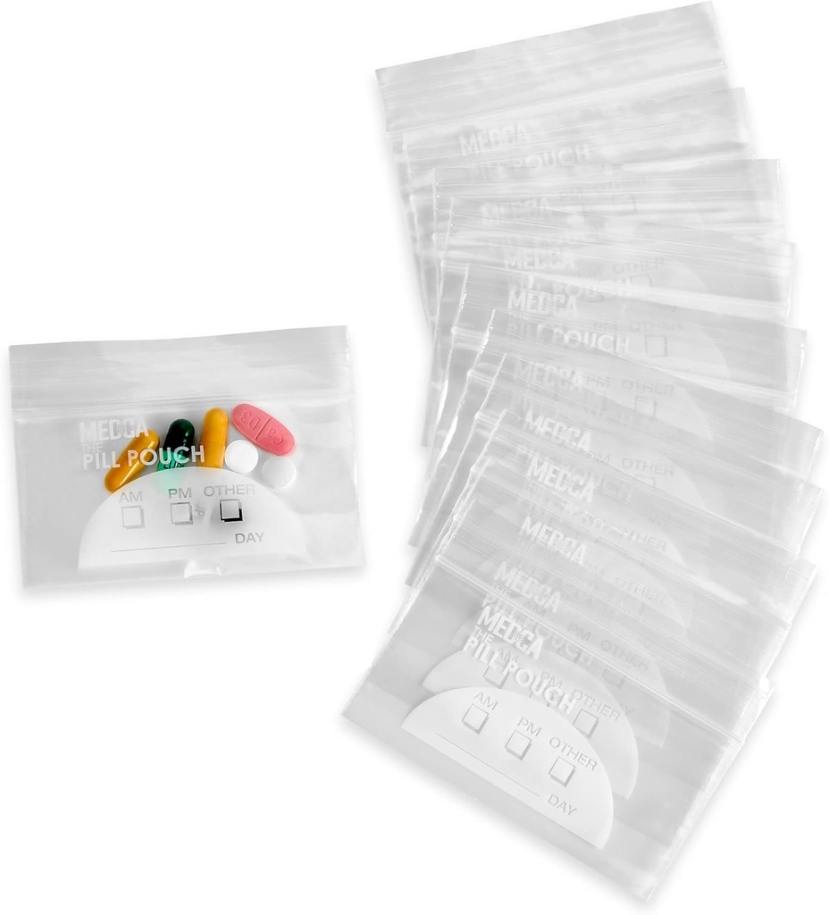 皮尔邮袋 - (100'×2.75"的包装) - 3 Mil BPA-无包装, Poly Bag可处置的Zipper Pills Baggies, Daily AM PM 旅行药剂组织者存储邮袋, 最佳清晰可重用写标签