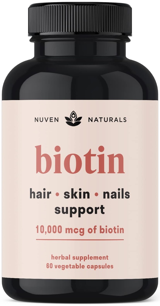 维生素 - 含有维生素A、E、C、D和适应原体的Biotin 1000 mcg 支持头发、皮肤和钉子 - 用于健康和生长的Biotin 补充素 - Vegan、N-GMO、Gluten Free - 60 Capsules和30