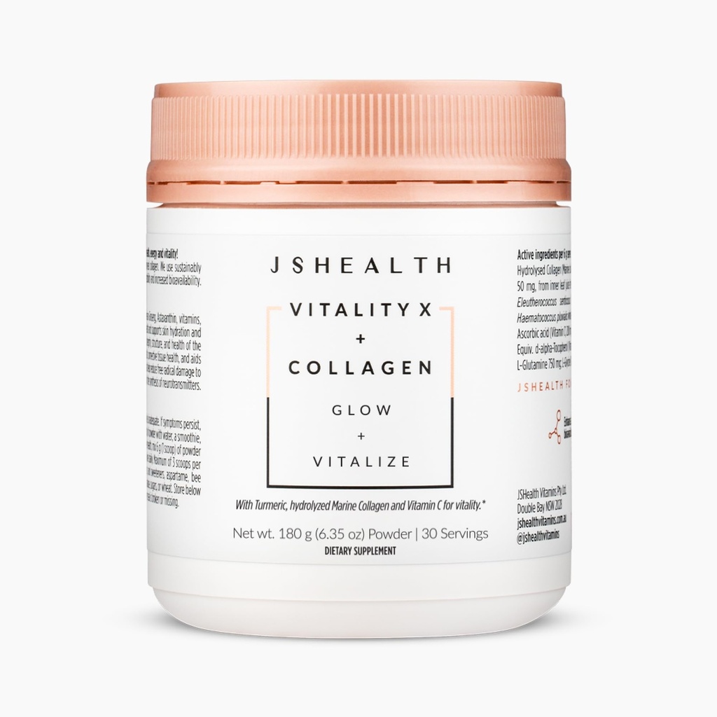 JSHE健康维生素X + 柯拉根 - 配有Aloe Vera Silica和维生素C & E到努里什毛皮和钉子的美容粉补充剂(180g)