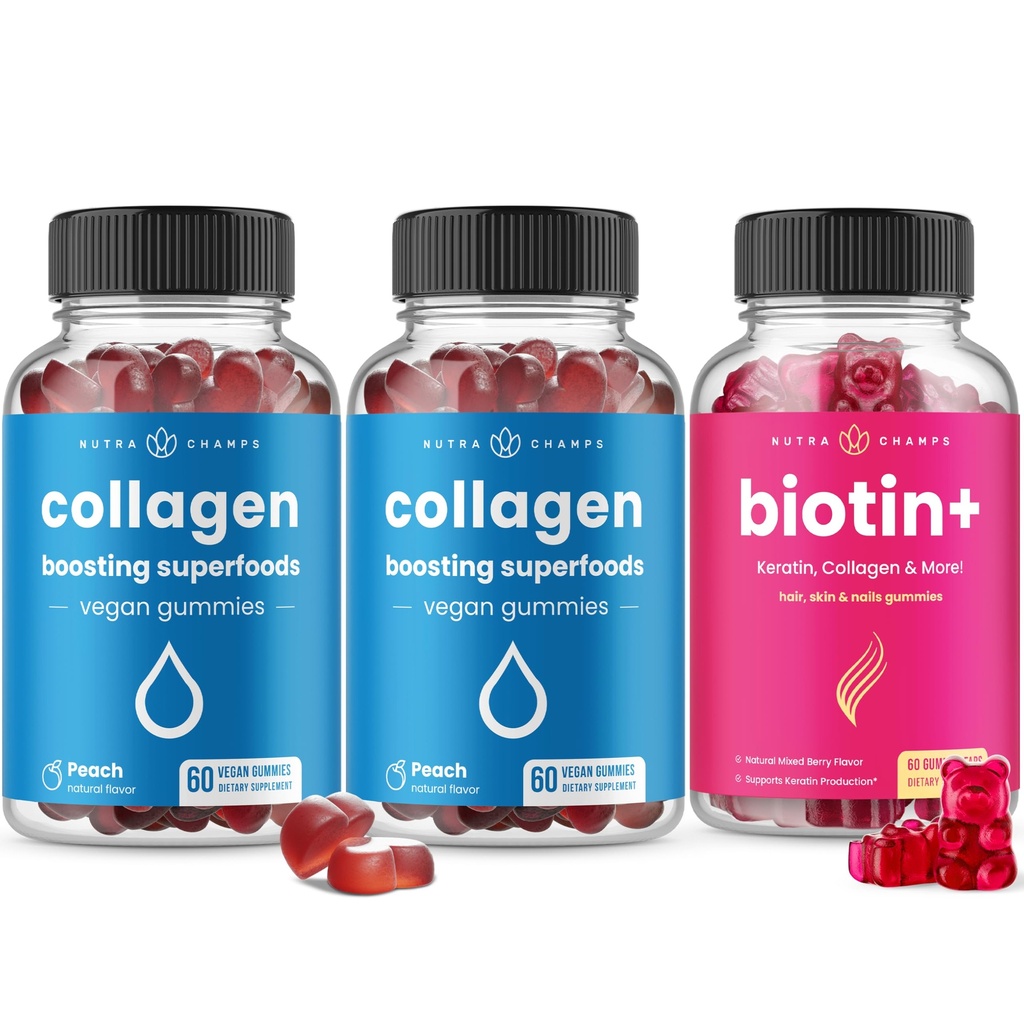 NutraChamps 完整的头发,皮肤和钉子套装 - Biotin, Collagen, Keratin & More