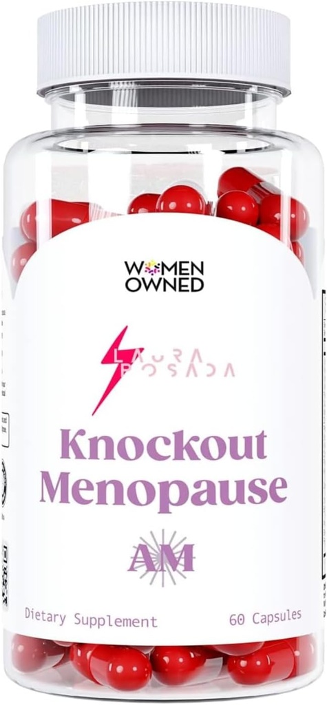 Knockout Menopause AM - 自然月经 + Perimenopause 热闪电、Mood Swings、Wight Gain、缺乏能源、Fatigue、头痛(1个月供应)和60.0计数的多音节救济
