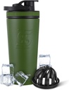 冰沙克 隔热无色钢沙克瓶 26oz 绿色 30+小时冷 与Twist-on Agitator 的隔热杯 | Odor-Free瓶 蛋白质沙克 水 滑块 鸡尾酒
