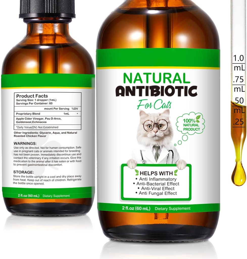 60ML 猫类抗生素,椒类猫类抗生素补充剂,猫类抗生素,猫类抗生素自然抗生素,猫类抗生素,猫类抗生素支持Imune & Cats Alergy Relief-2 Fl Oz