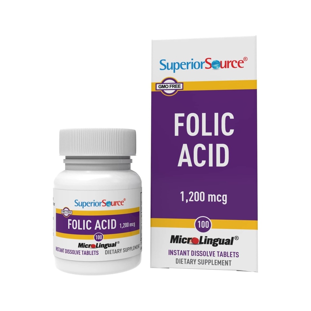 高级源酸 1200 mcg - 支持心脏、免疫和神经系统 - 100 个子语言平板