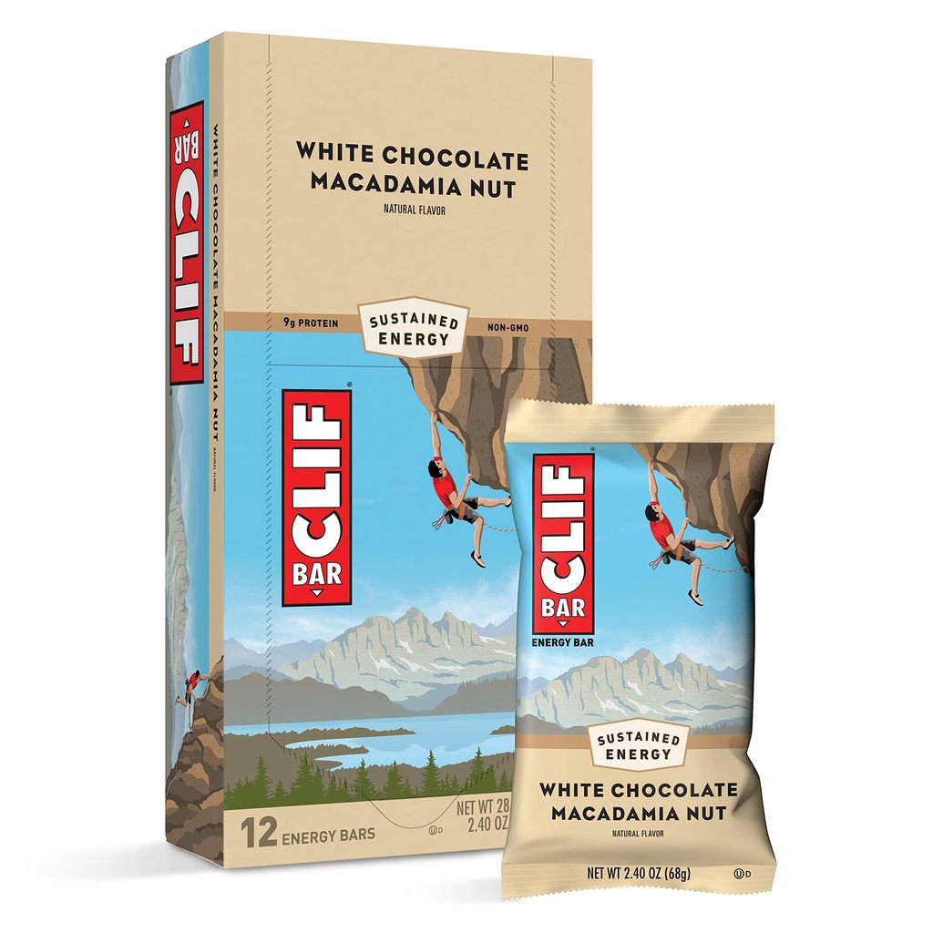 Clif Bars - 能量巴 - 白色巧克力 Macadamia Nut Flavor - 用有机 Oats - 植物食品 - 蔬菜 - Kosher (2.4 Ounce蛋白巴,12 Counter) 包装 May Vary