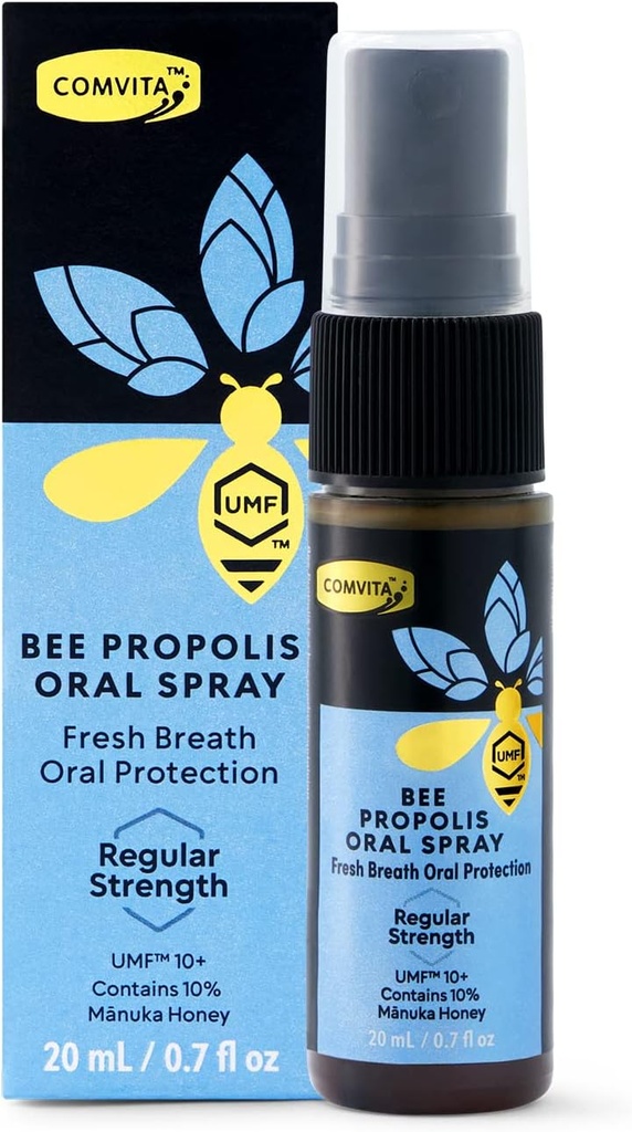 Comvita Bee Propolis Throat Spray - 天然免疫支持,与新西兰UMF 10+ Manuka Honey,抗氧化剂,饮食补充 - 0.7 fl oz