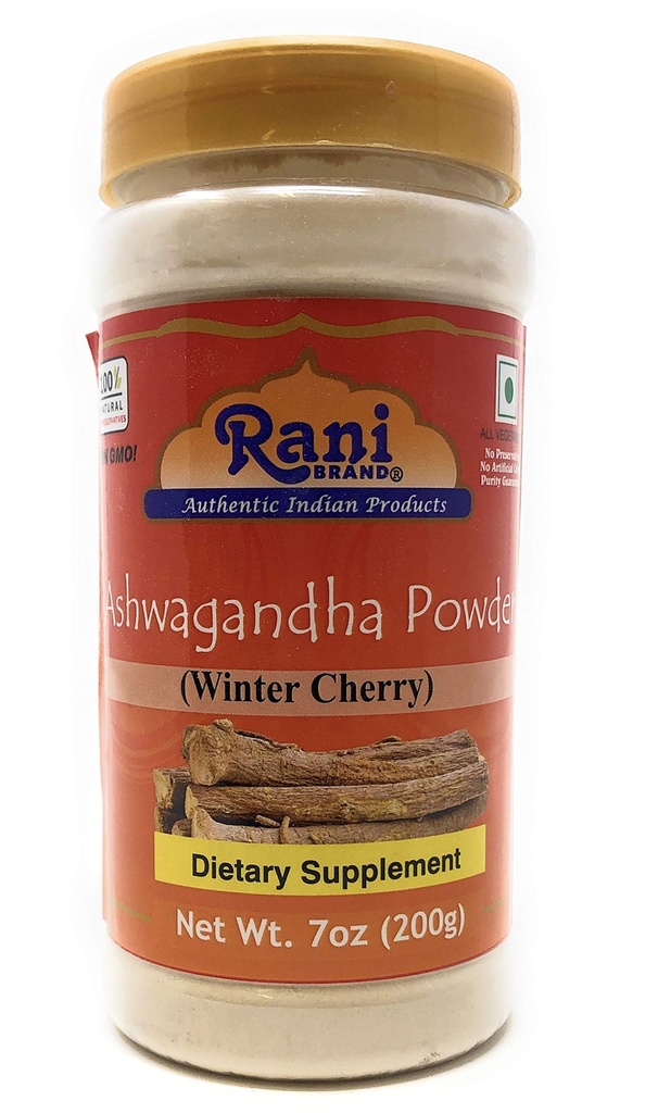 Rani Ashwagandha Powder (Withania Somnifera) 7oz (200g) PET Jar ~ 全天然 ~ 无色 ~ Gluten 友好 → Vegan → Non-GMO → 无盐或填料 → 印度起源