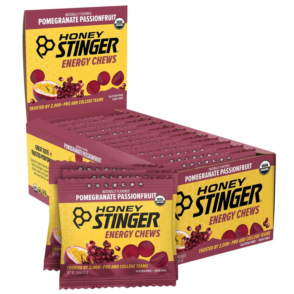 蜂蜜 Stinger 有机石榴酸酯 Passionfeel 能量 Chew, Gluten Free & Cafeine 免费,用于运动,跑步和表演,运动营养 家庭与健身,预和中期健身,12 Pack