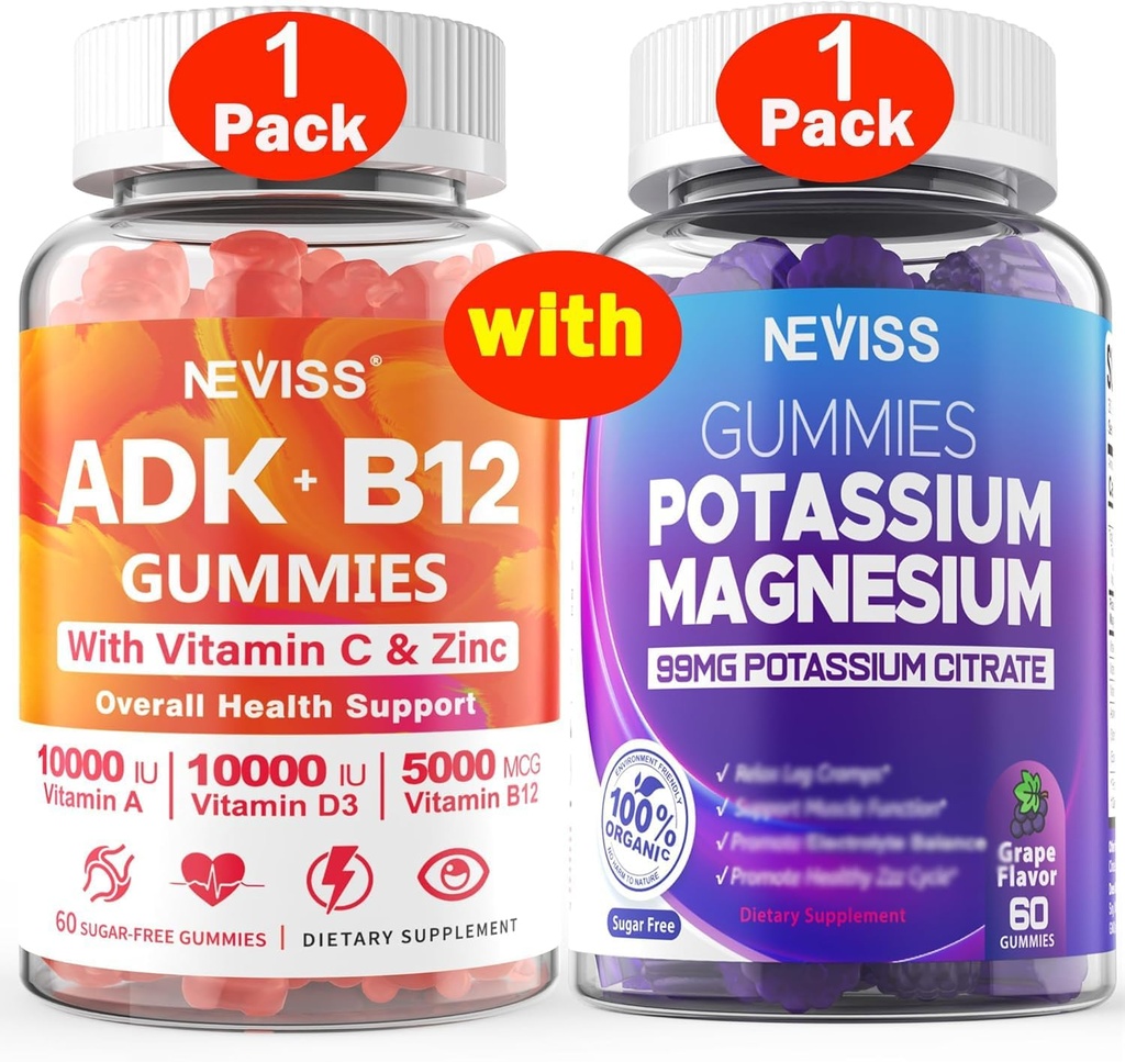 NEVISS 1Pack 维生素ADK 配有 B12 + 1Pack 镁酸钾